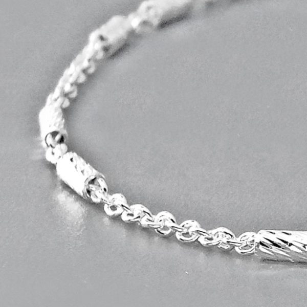 Italy 925 Silver Chain Shiny Bar Bracelet