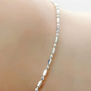Bead and Bar Italy 925 Silver Chain Bracelet