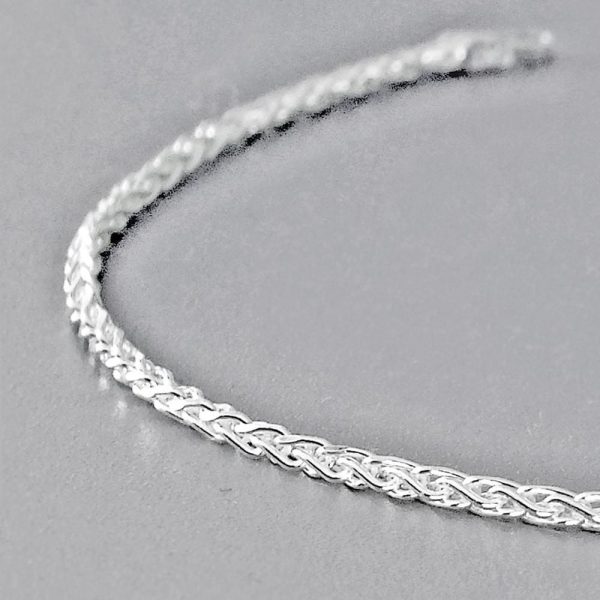 Italian 925 Sterling Silver Spiga Chain Bracelet
