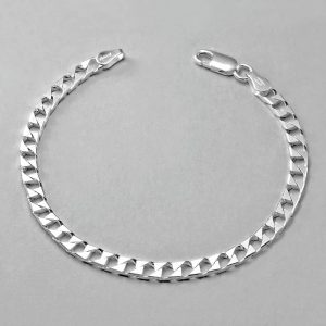 Sterling Silver Italian Diamond Cut Bevelled Flat Bracelet