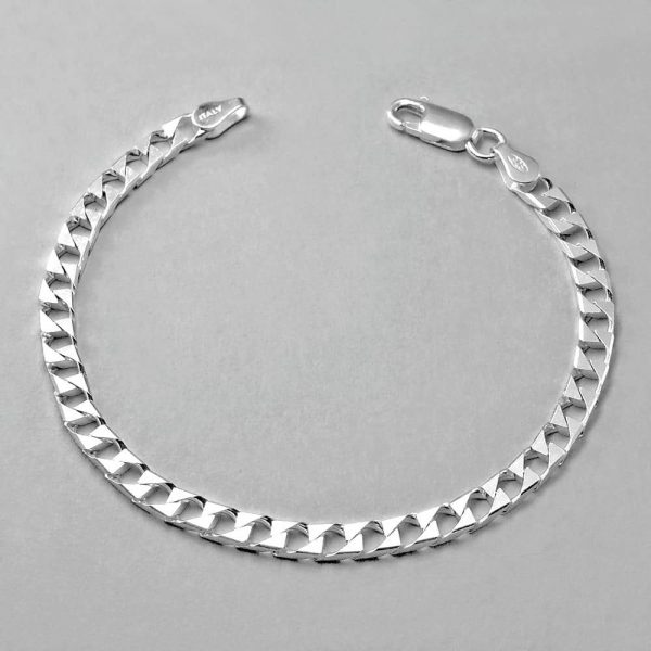 Sterling Silver Italian Diamond Cut Bevelled Flat Bracelet