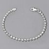 Italy Sterling Silver Diamond Cut Bead Ball Chain Bracelet