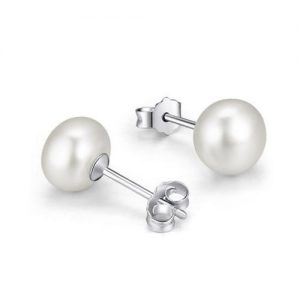 Sterling Silver 8-9mm Fresh Water Pearl Stud Earrings