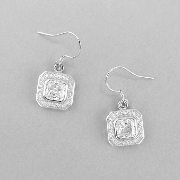 Gorgeous 925 Sterling Silver Micro Pave and Octagonal cut CZ Earrings