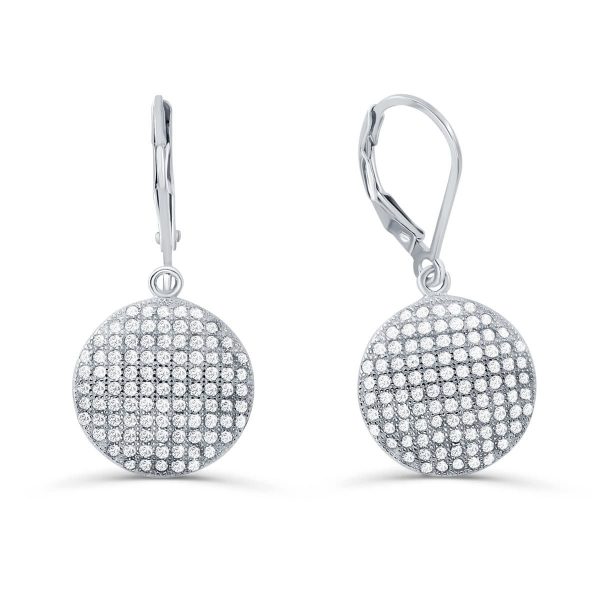 Sterling Silver Micro Pave Setting Cubic Zirconia Dot Earrings