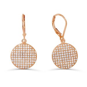 Rose Gold Plated 925 Silver CZ Dot Micro Pave Setting Earrings