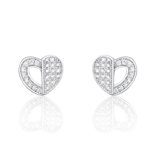 Gorgeous Heart 925 Sterling Silver Cubic Zirconia Earrings