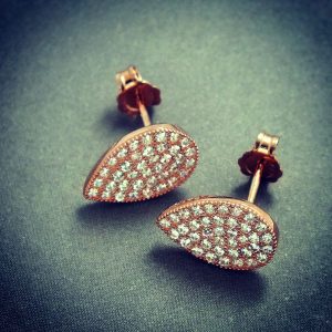 Elegant Drip Type Rose Gold Plated 925 Silver Cubic Zirconia Earrings
