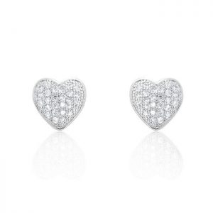 Sparkling Heart Cubic Zirconia 925 Sterling Silver Earrings