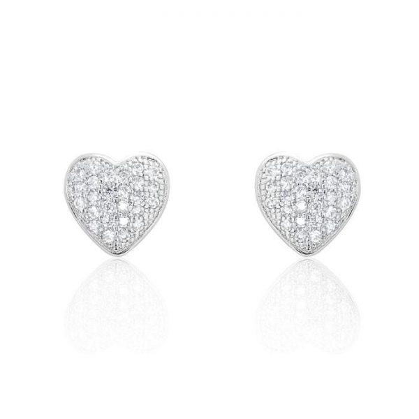 Sparkling Heart Cubic Zirconia 925 Sterling Silver Earrings