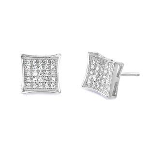 Fabulous 925 Sterling Silver Cubic Zirconia Micro Pave Setting Earrings