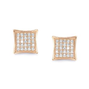 Fabulous Rose Gold Plated 925 Sterling Silver CZ Micro Pave Earrings