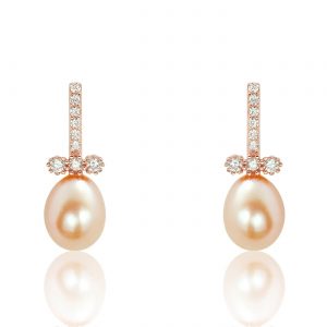 Freshwater Cultured Pearl Rose Gold Over Sterling Silver Earrings