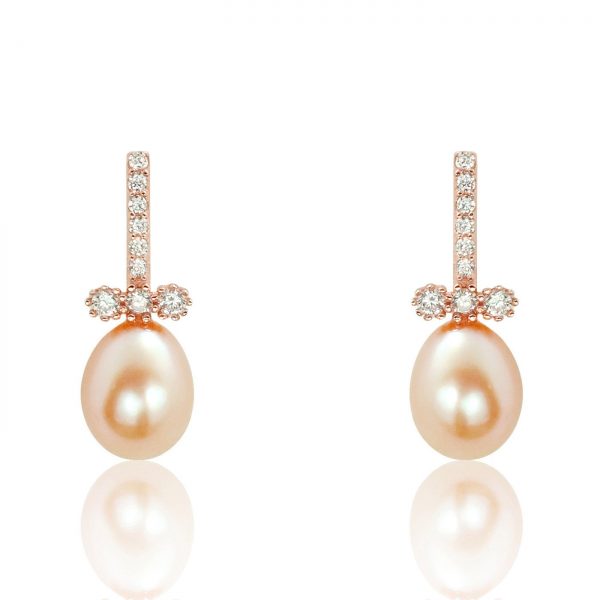 Freshwater Cultured Pearl Rose Gold Over Sterling Silver Earrings