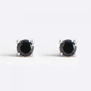 Sterling Silver 3mm CZ Black Stud Earrings