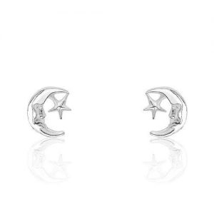 Sterling Silver Moon Star Earrings