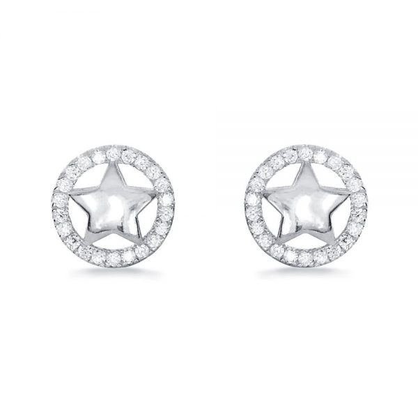 Cz Sterling Silver Star Earrings Studs