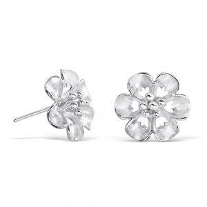 Sterling Silver Flower Stud Earrings for Women