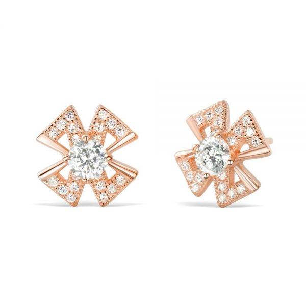 Rose Gold Plated Sterling Silver 4mm CZ Earrings Studs