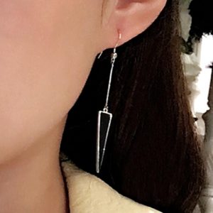 Black Enamel Triangle Earrings Drop