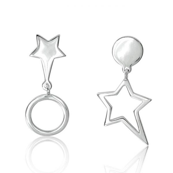 Hollow Circular Star Drop Stud Earrings