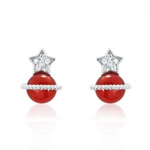 CZ Red Agate 925 Sterling Silver Grand Earrings