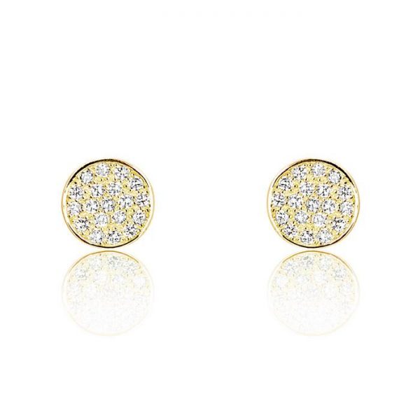 18K Gold Plated Silver Cubic Zirconia Modern Circle Earrings