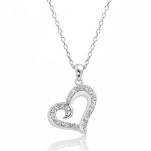 Sterling Silver Cubic Zirconia Beautiful Heart Necklace