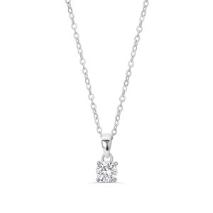 925 Sterling Silver Solitaire 1.4 Carat Cubic Zirconia Necklace 16"+ 2" Extender