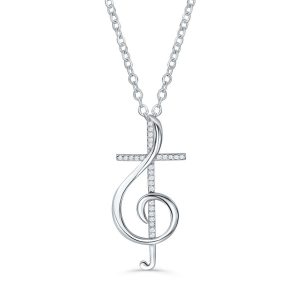 Beautiful 925 Silver Treble Clef Cross Necklace