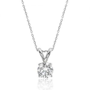 Sterling Silver 10 mm Cubic Zirconia Solitaire Necklace