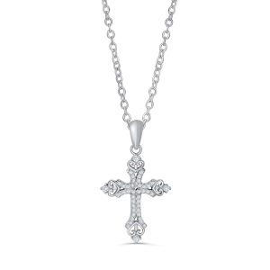 Womens Ladies Elegant Silver Cross Necklace