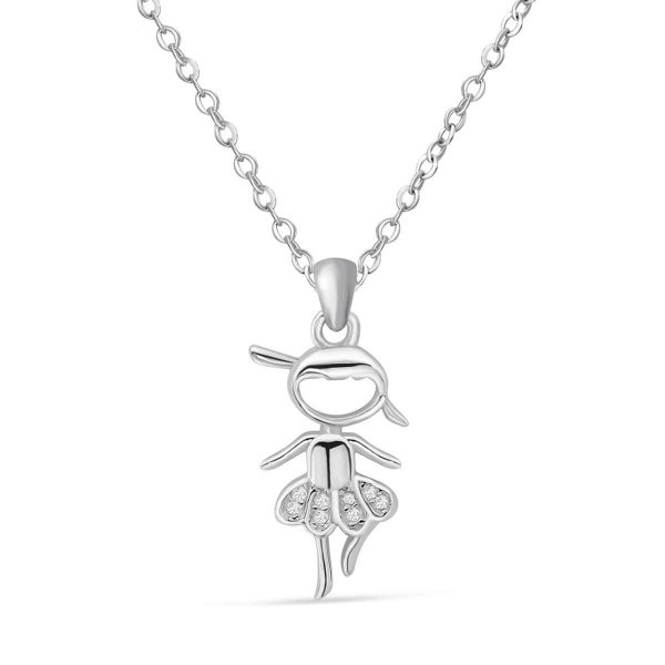 Cubic Zirconia Sterling Silver Little Girl Necklace