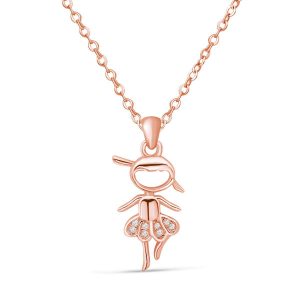 CZ Rose Gold Plated Sterling Silver Little Girl Necklace