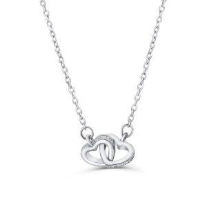 Sterling Silver Cubic Zirconia Double Hearts Necklace