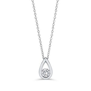 925 Sterling Silver Cubic Zirconia Pear Necklace