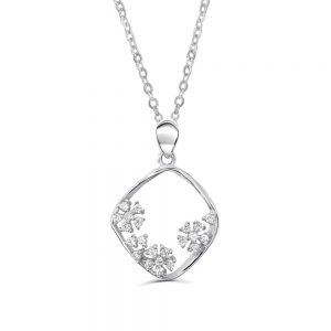 Sterling Silver Hollow Flower Pendant Necklace