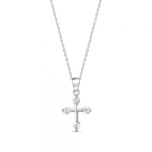 Round Cz Small Cross Necklace