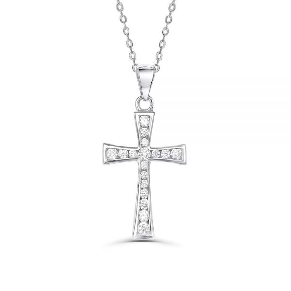 Sterling Silver Elegant Cross Pendant Necklace