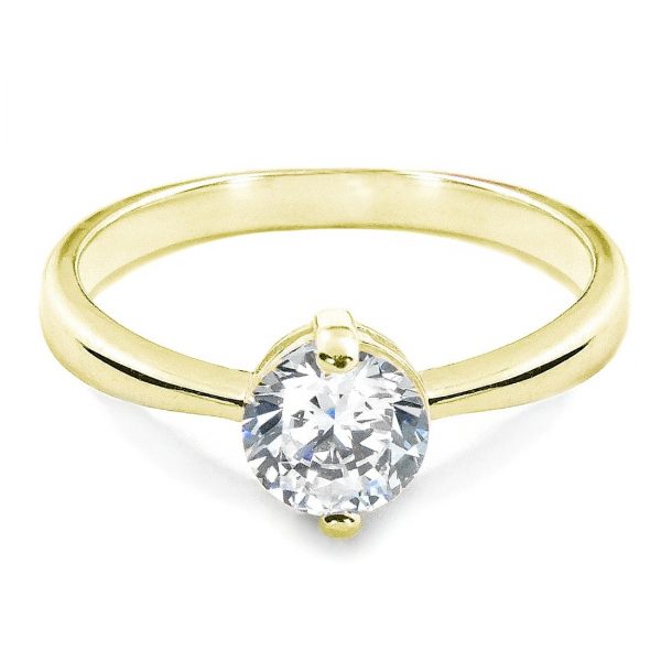 1.4 Carat CZ Solitaire 18K Gold Plated Sterling Silver Ring