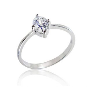 925 Sterling Silver 1.25 Carat Oval Cut Cubic Zirconia Ring