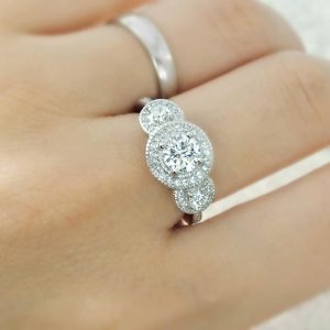 925 Sterling Silver Cubic Zirconia Three Stone Ring