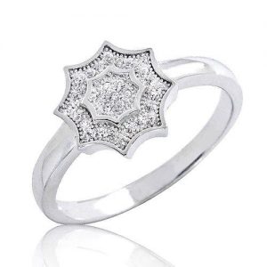 925 Sterling Silver 0.31 Carat CZ Micro Pave Settings Beautiful Star Ring