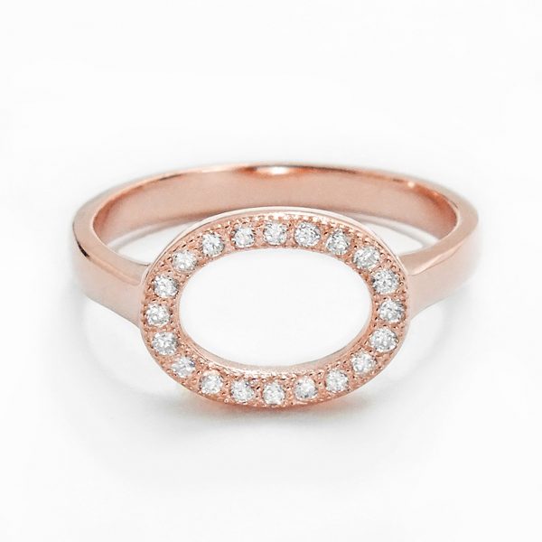 Rose Gold Plated 925 Sterling Silver CZ Circular Ring