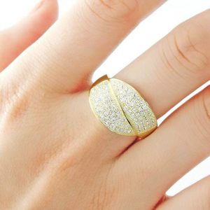 9k Gold Over Silver Micro Pave Setting CZ Gorgeous Ring