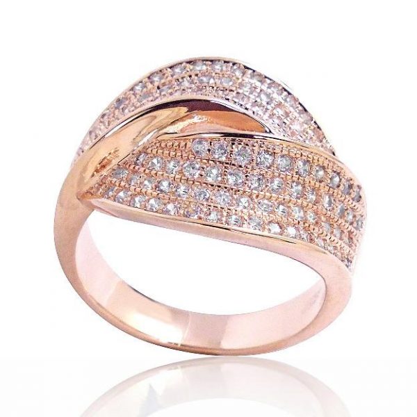 Gorgeous Micro Setting CZ Rose Gold Plated Sterling Silver Ring