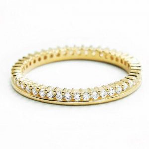 Cubic Zirconia Gold Plated 925 Silver Eternity Fancy Band Ring
