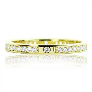 Beautiful 2.2mm Gold Plated 925 Sterling Silver Eternity CZ Ring