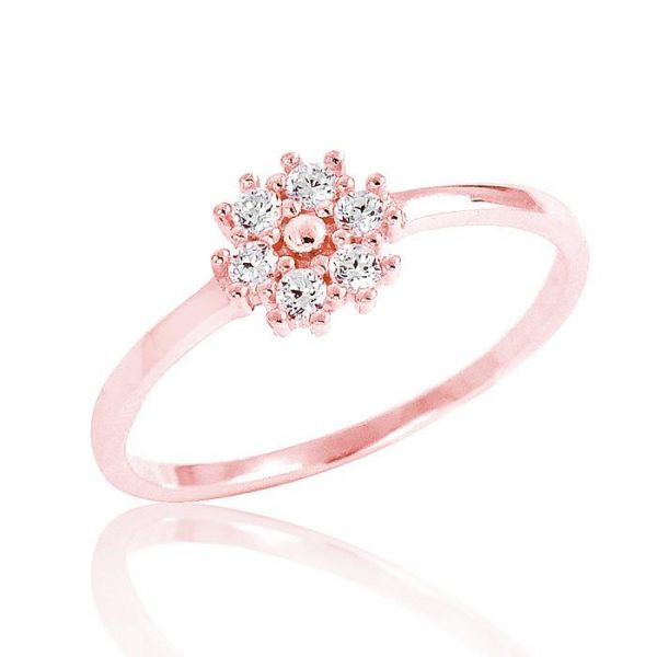 Rose Gold Plated 925 Sterling Silver Cubic Zirconia Beautiful Fancy Ring