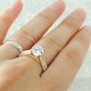 Luxurious Rose Gold Plated 925 Silver CZ Engagement Ring